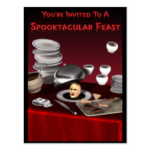 Postal de la invitación de Halloween del banquete 