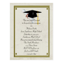 Postal de la invitación de la graduación