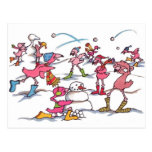 Postal de la lucha de la bola de nieve del flamenc