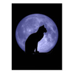 Postal de la luna azul del gato negro