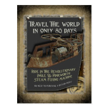 Postal de la máquina de vuelo de Steampunk