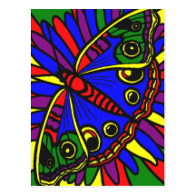 Postal de la mariposa del vitral del arte de Digit