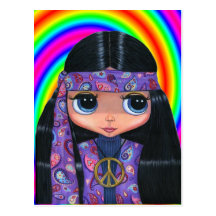 Postal de la muñeca del Hippie de Paisley