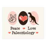 Postal de la paleontología del amor de la paz