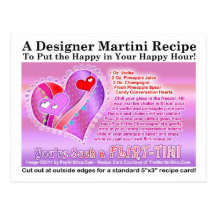 Postal de la receta de Martini de la tarjeta del d