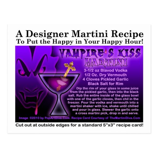 Postal de la receta de Martini del beso del vampir