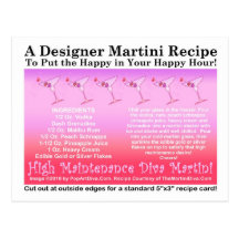 Postal de la receta de Martini del rosa de la diva