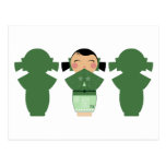 Postal de la silueta de la estrella de Kokeshi