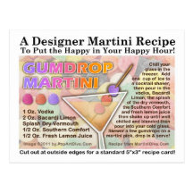 Postal de la tarjeta de la receta de Martini del c