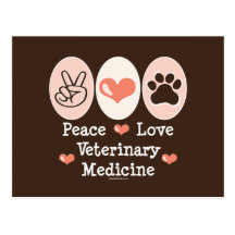 Postal de la veterinaría del amor de la paz