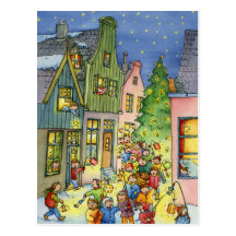 Postal de las linternas del navidad