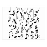 Postal de las notas musicales - blanco y negro