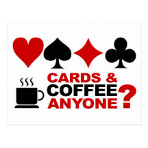 Postal de las tarjetas y del café