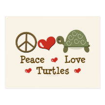 Postal de las tortugas del amor de la paz