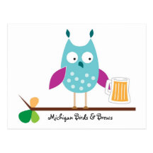 Postal de los pájaros y de los Brews de Michigan