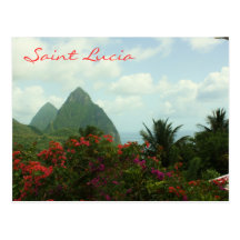 Postal de los Pitons de la Santa Lucía