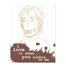 Postal de los zombis - "la amo cuando usted mordis