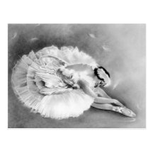 Postal de muerte del cisne de la bailarina