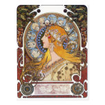 Postal de Nouveau del arte de Mucha - zodiaco - pe