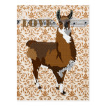 Postal de oro del damasco del amor de la llama