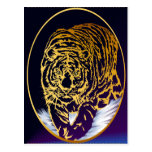 Postal de oro del tigre de la nieve