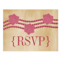 Postal de RSVP de las perlas y de las flores