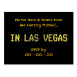 Postal de RSVP. Negro y amarillo.  El Wedding. de 