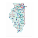 Postal de un estado a otro del mapa de Illinois
