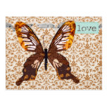 Postal del amor del damasco de la mariposa de Gold
