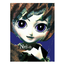 Postal del arte de la fantasía, chica Tabi de Neko