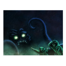 postal del arte del scifi del seamonster
