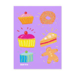 Postal del arte: Tortas, suposiciones y hombre de  tarjetas postales