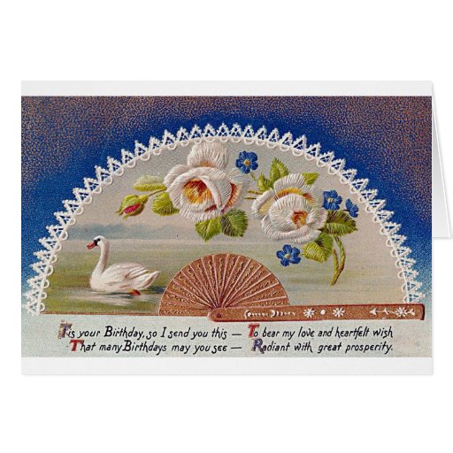 Postal del azul del cisne del cumpleaños del vinta tarjeton