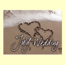 Postal del boda del destino de la playa de julio tarjetas postales