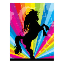 Postal del caballo de la silueta de Techno del arc