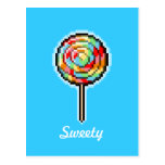 Postal del caramelo del Lollipop del arte del pixe