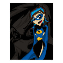 Postal del chica del super héroe