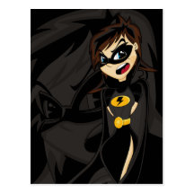 Postal del chica del super héroe