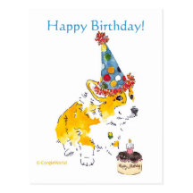 Postal del Corgi del feliz cumpleaños