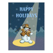 postal del día de fiesta del muñeco de nieve del b