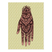 Postal del diseño del arte del tatuaje de la mano 