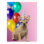 Postal del dogo francés del feliz cumpleaños
