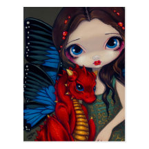 "Postal del dragón rojo del bebé"