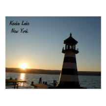 Postal del faro del lago Keuka