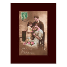 Postal del francés del vintage