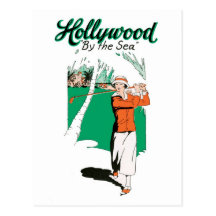 Postal del golf de Hollywood del vintage
