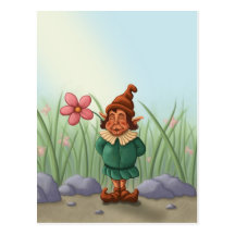 postal del jardín del gnomo de la flor