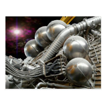 Postal del motor espacial de Saturn V