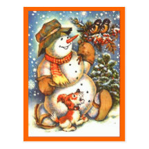 postal del muñeco de nieve