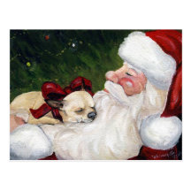 Postal del navidad del arte del perro de la "chihu